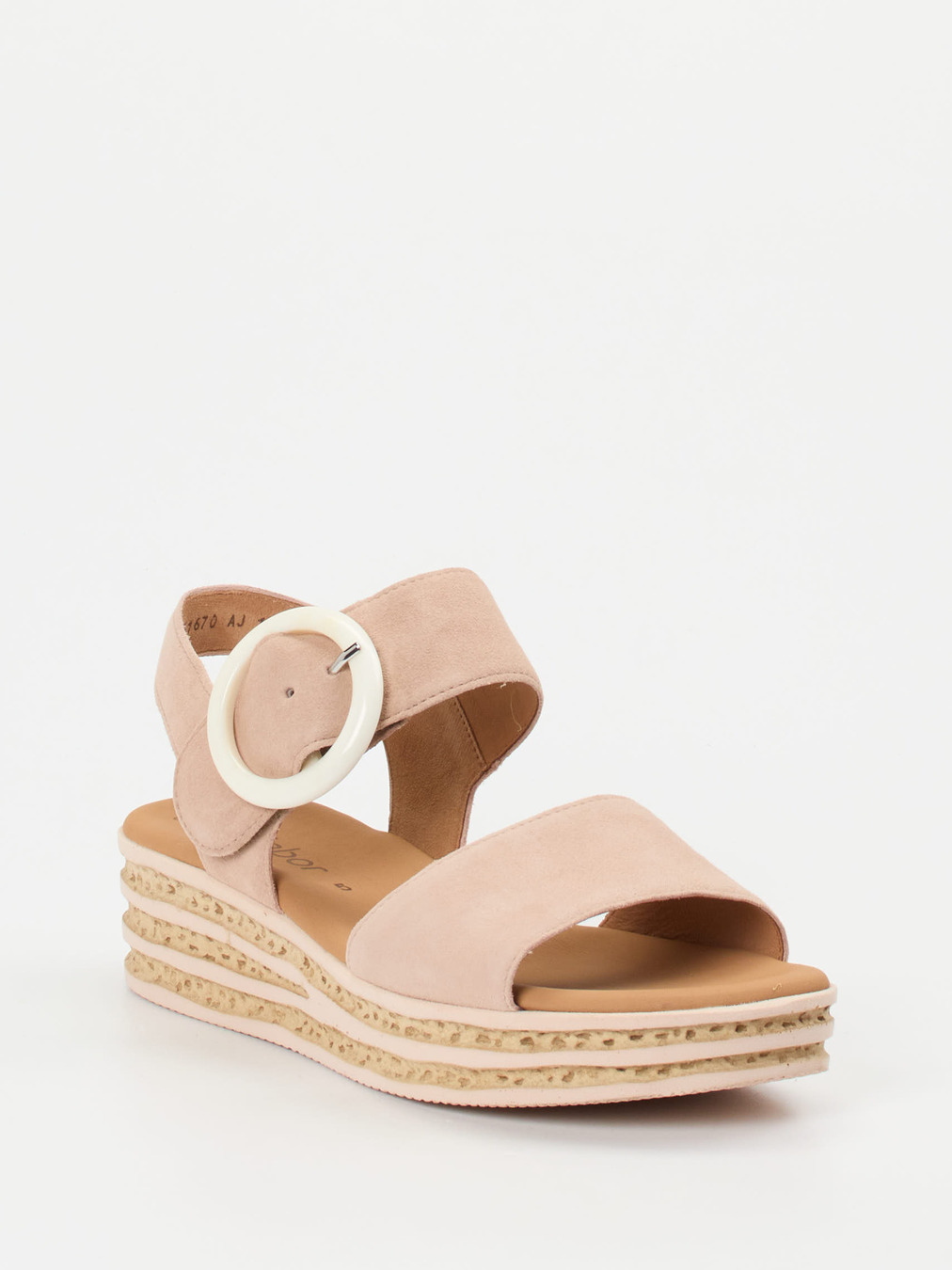 Gabor – Keilsandalette aus Veloursleder rosé