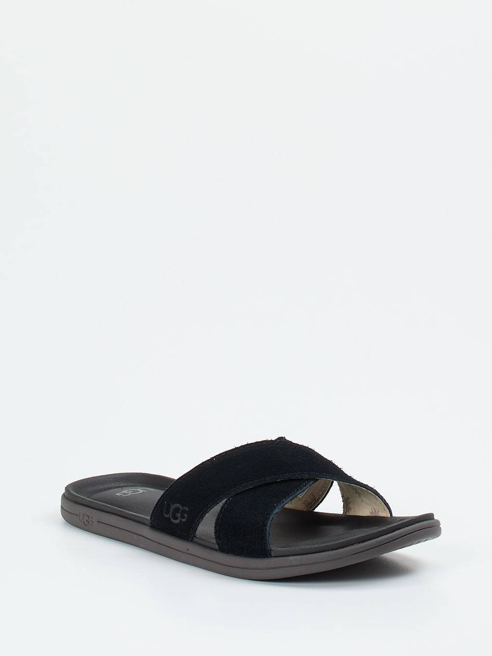 UGG – Slides aus Veloursleder in Schwarz