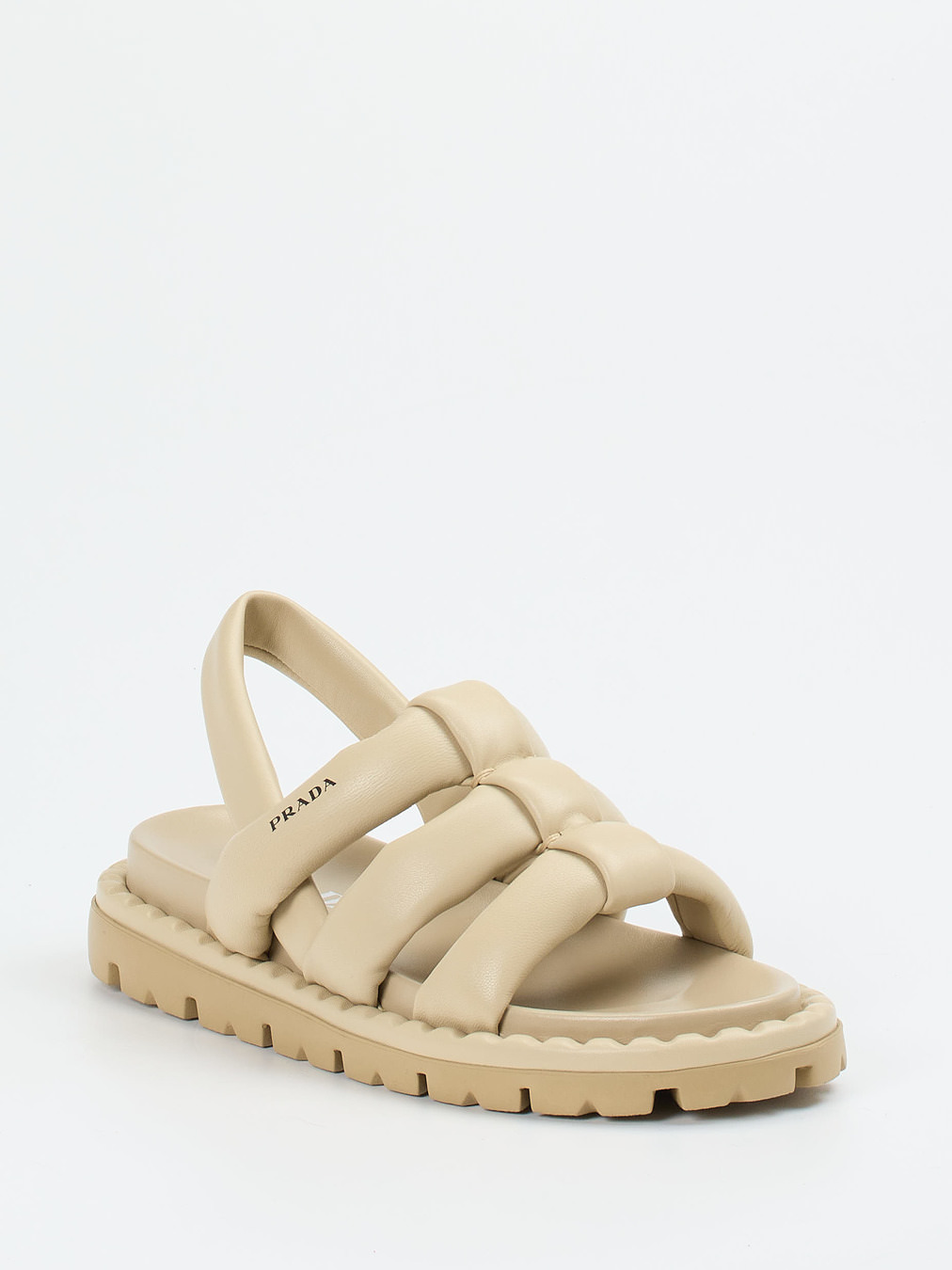 Prada – Chunky-Sandalen aus Lammleder in Beige