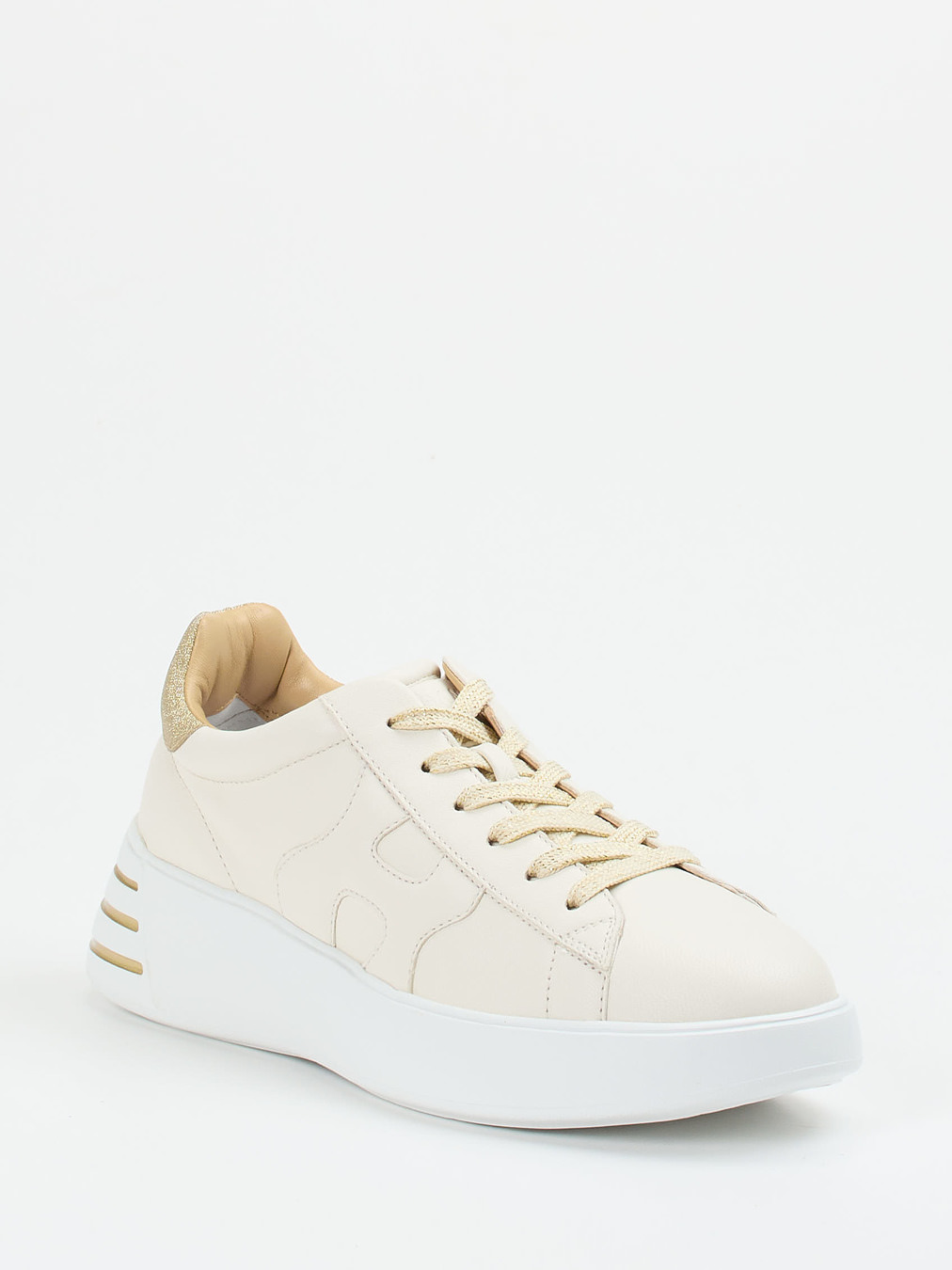 Hogan – Plateau-Sneaker aus Lammleder beige-gold
