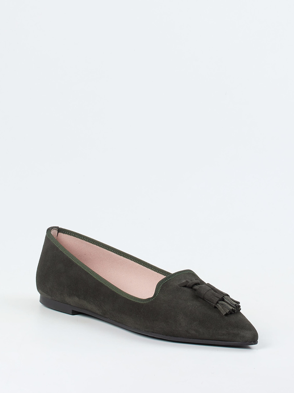 Pretty Ballerinas – Ballerinas aus Veloursleder olivgrün