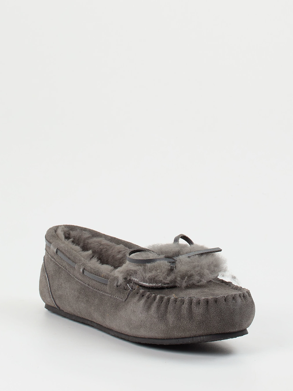 Thies – Mokassin-Hausschuh aus Veloursleder grau