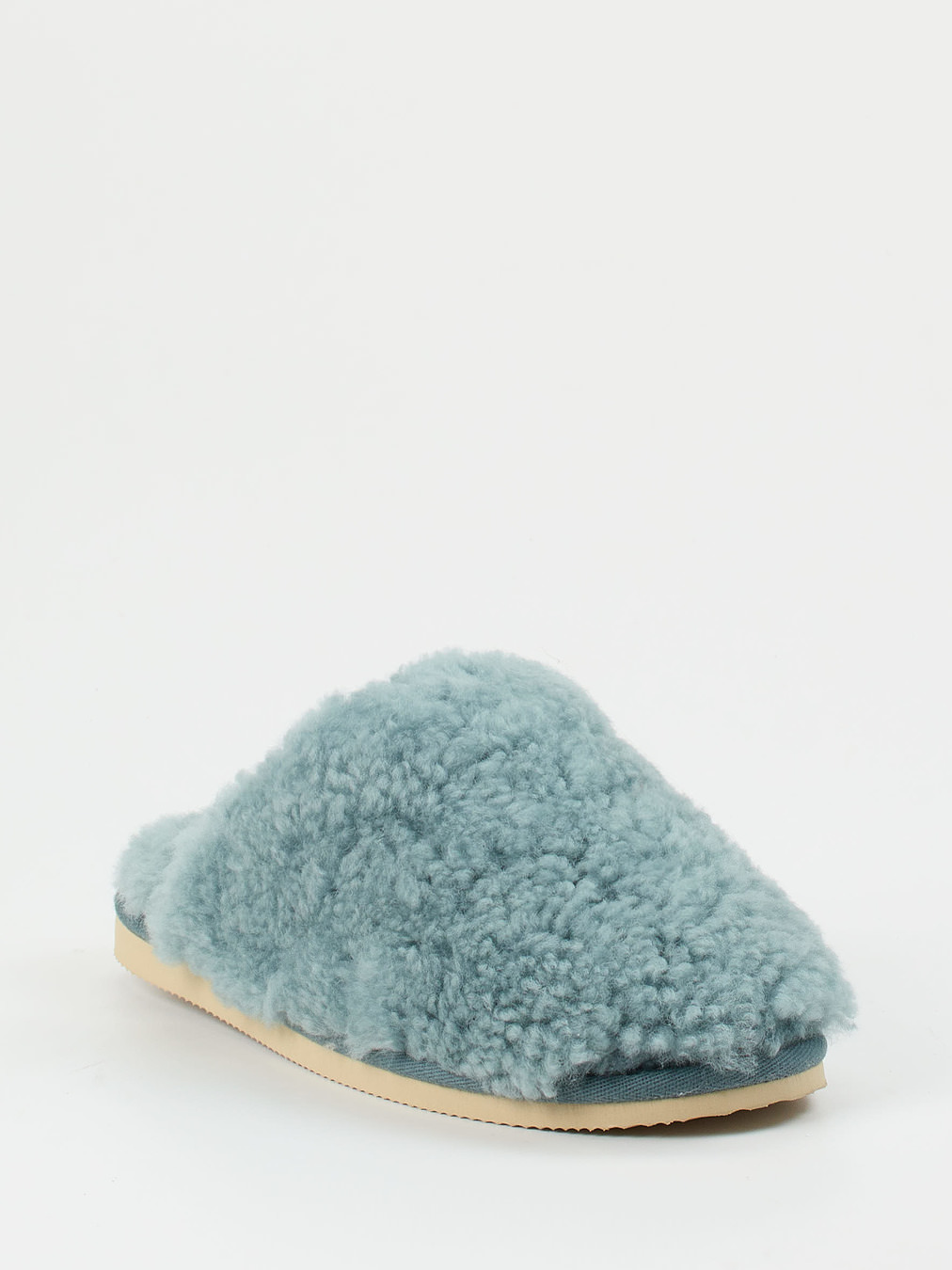 Thies – Pantoffeln aus Lammfell in Blaugrau