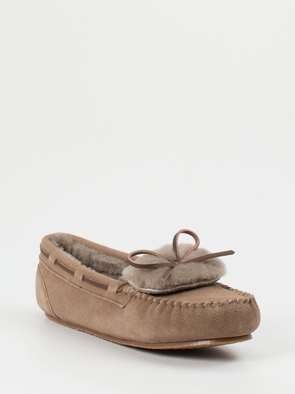 Thies – Mokassin-Hausschuh aus Veloursleder taupe