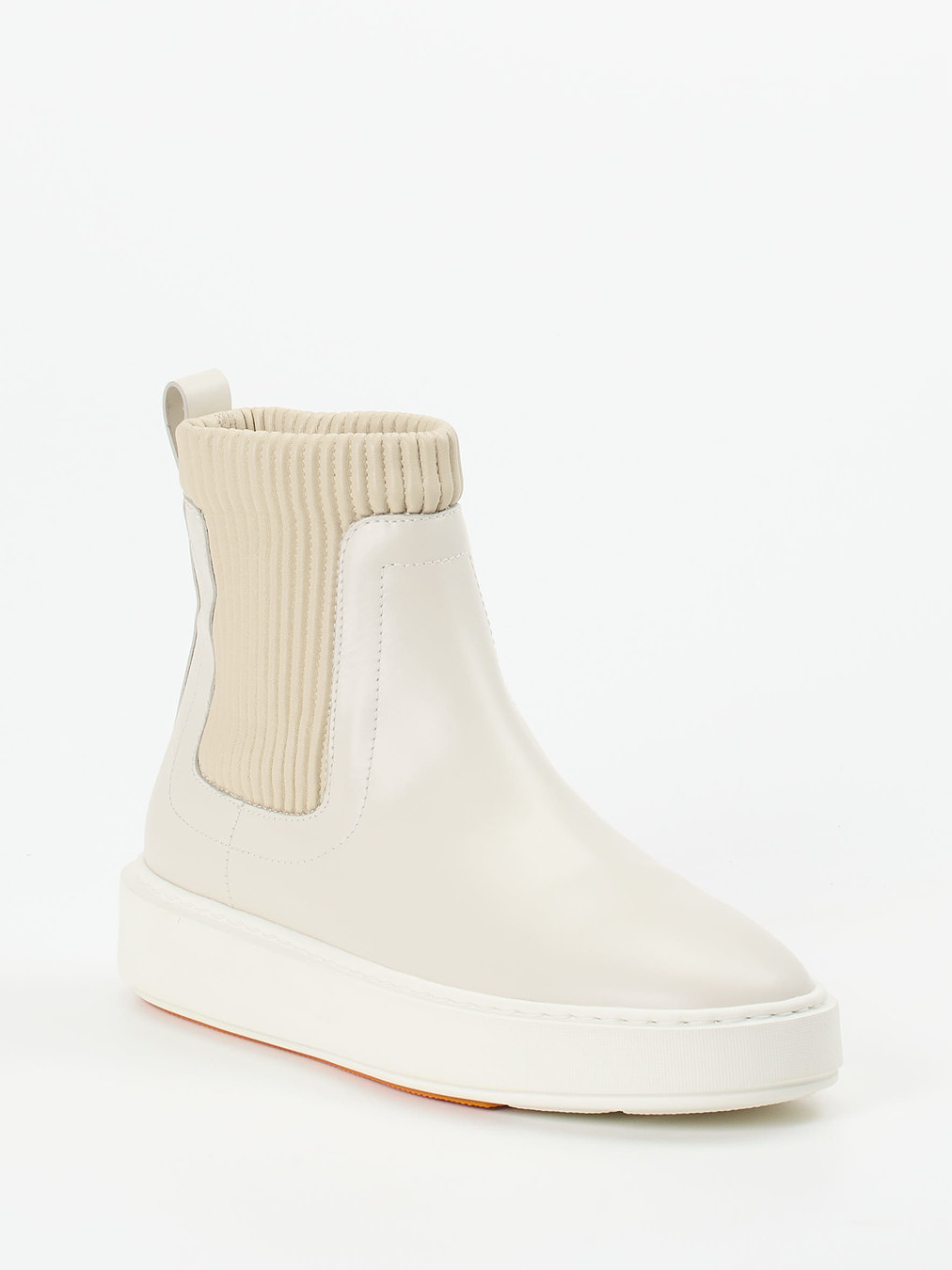 Santoni – Chelsea Stiefelette aus Kalbleder cremeweiß