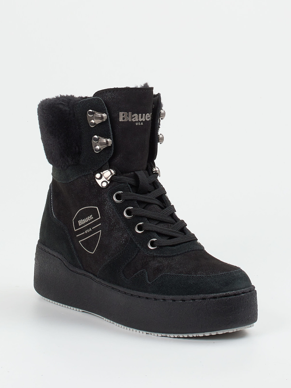 Blauer – Winter-Boots aus Veloursleder schwarz