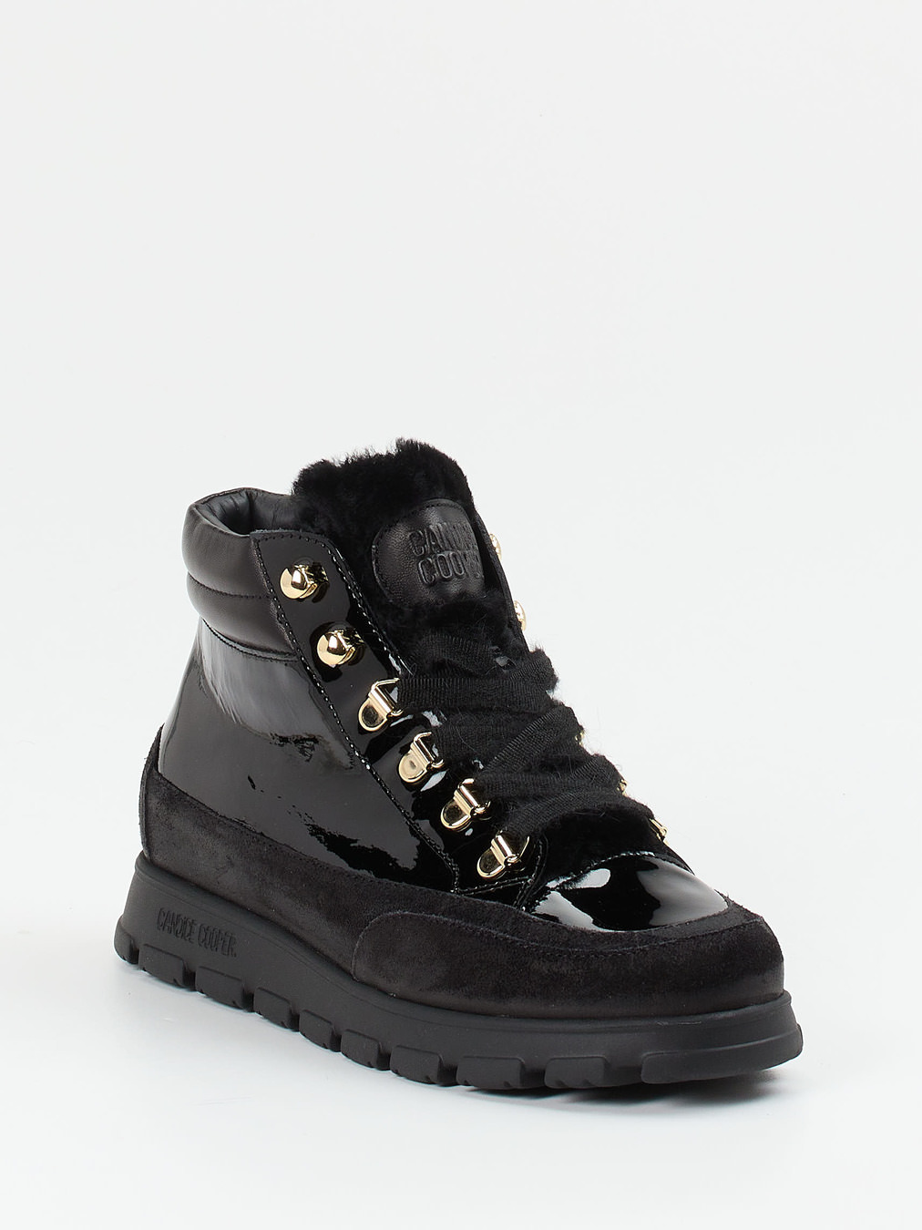 Candice Cooper – Schnürboots aus Lackleder Schwarz