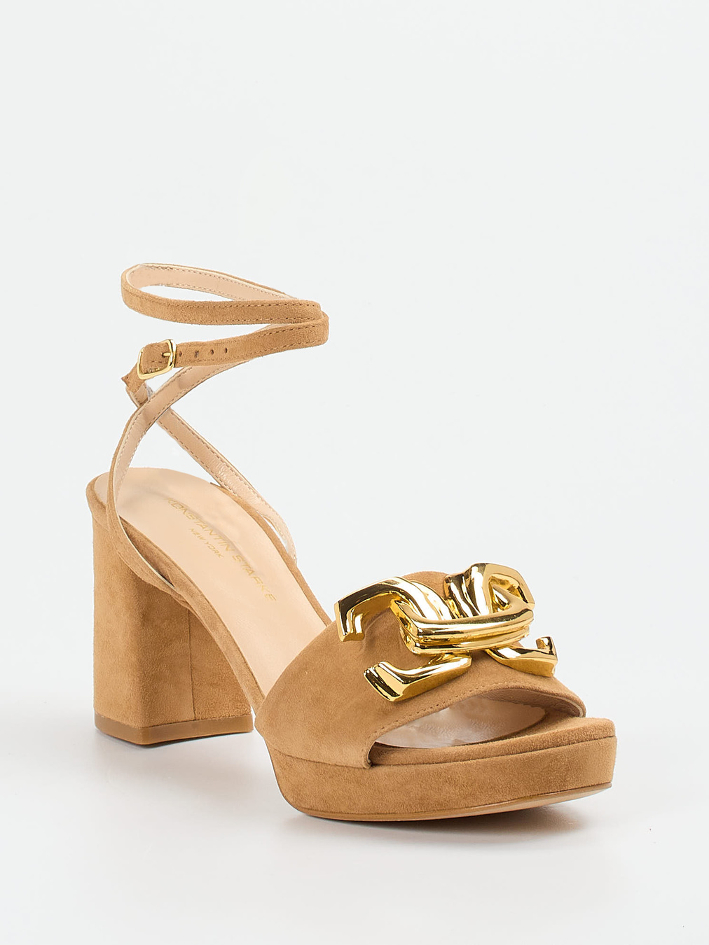 Konstantin Starke – Sandalen aus Veloursleder camelbraun