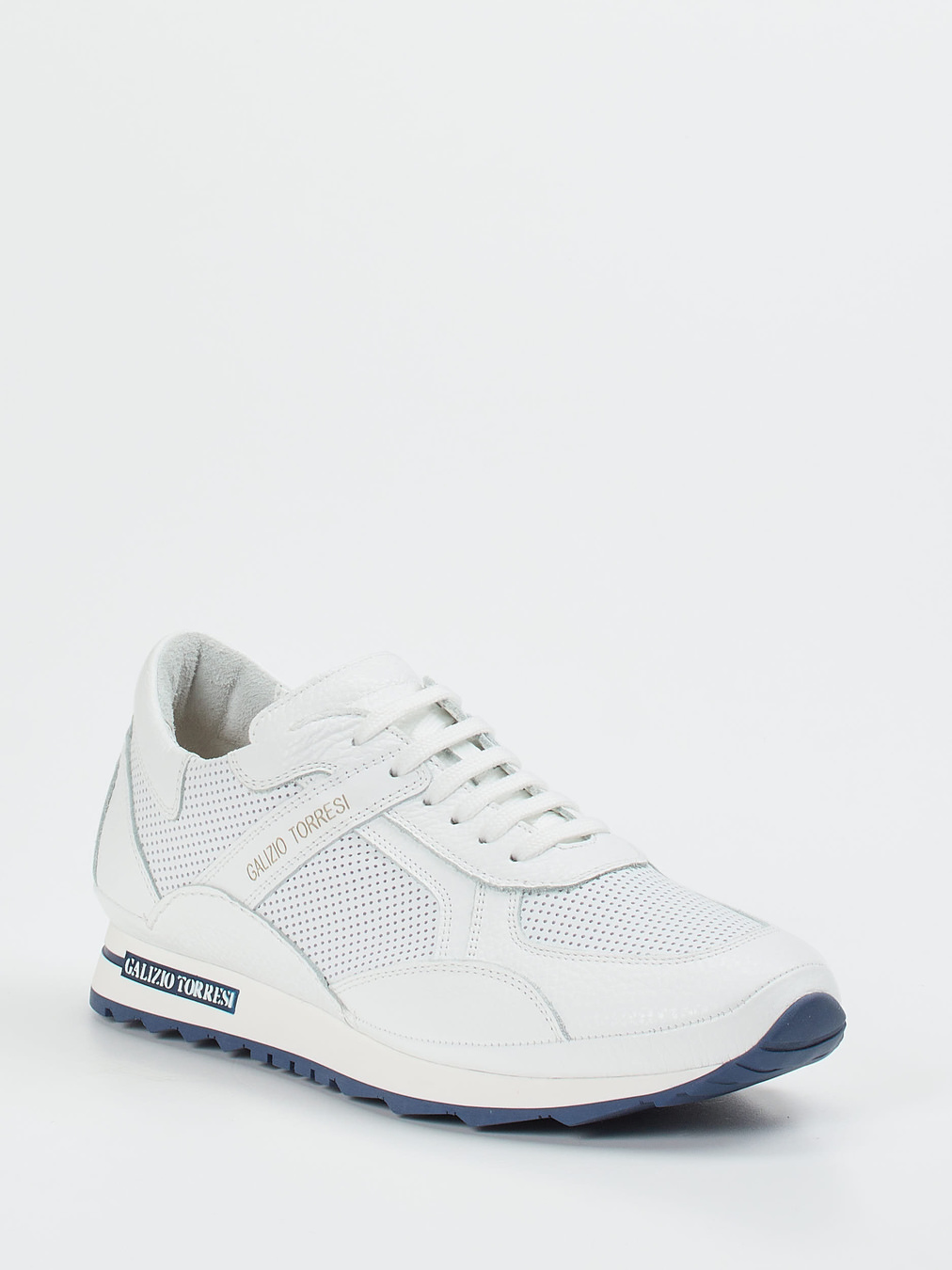 Galizio Torresi – Sneaker aus Kalbleder-Mesh-Mix weiß