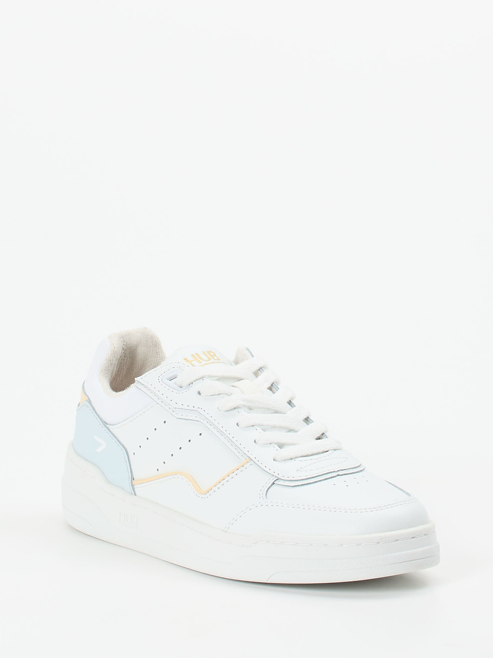 HUB – Sneaker aus Kalbleder in Weiß mit Pastell