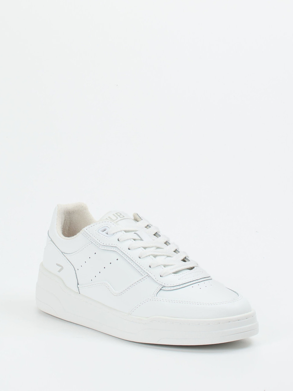 HUB – Sneaker aus Kalbleder weiß glänzend