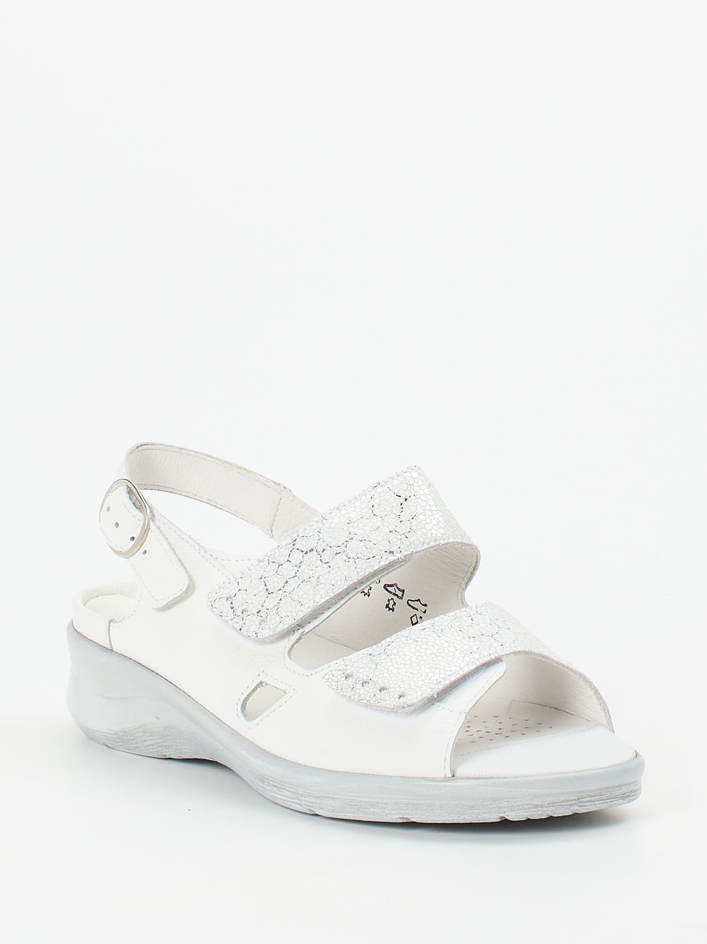 Waldläufer – Komfortsandale aus geprägtem Leder Offwhite