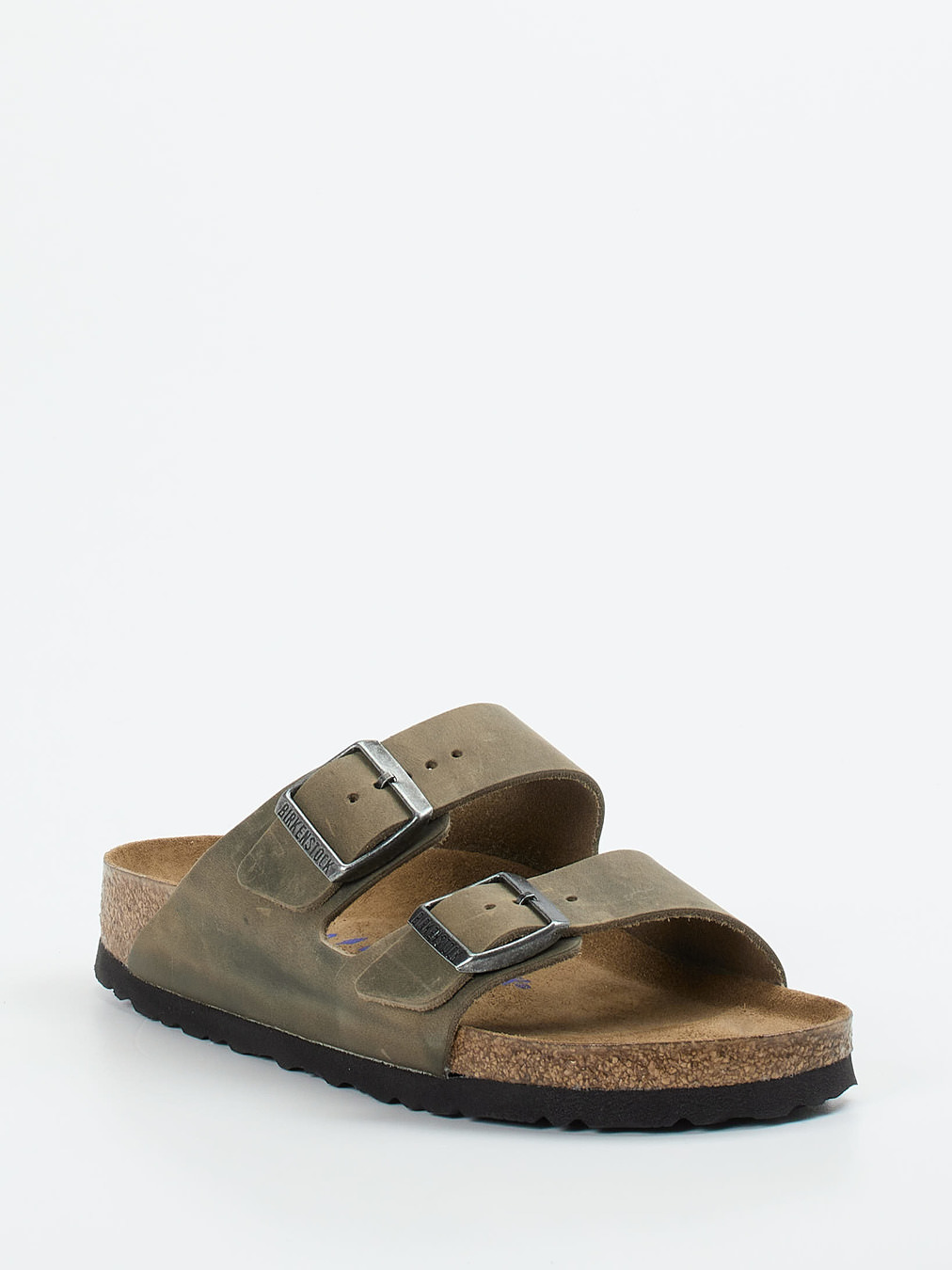 Birkenstock – Zweiriemer aus Fettleder in Grün
