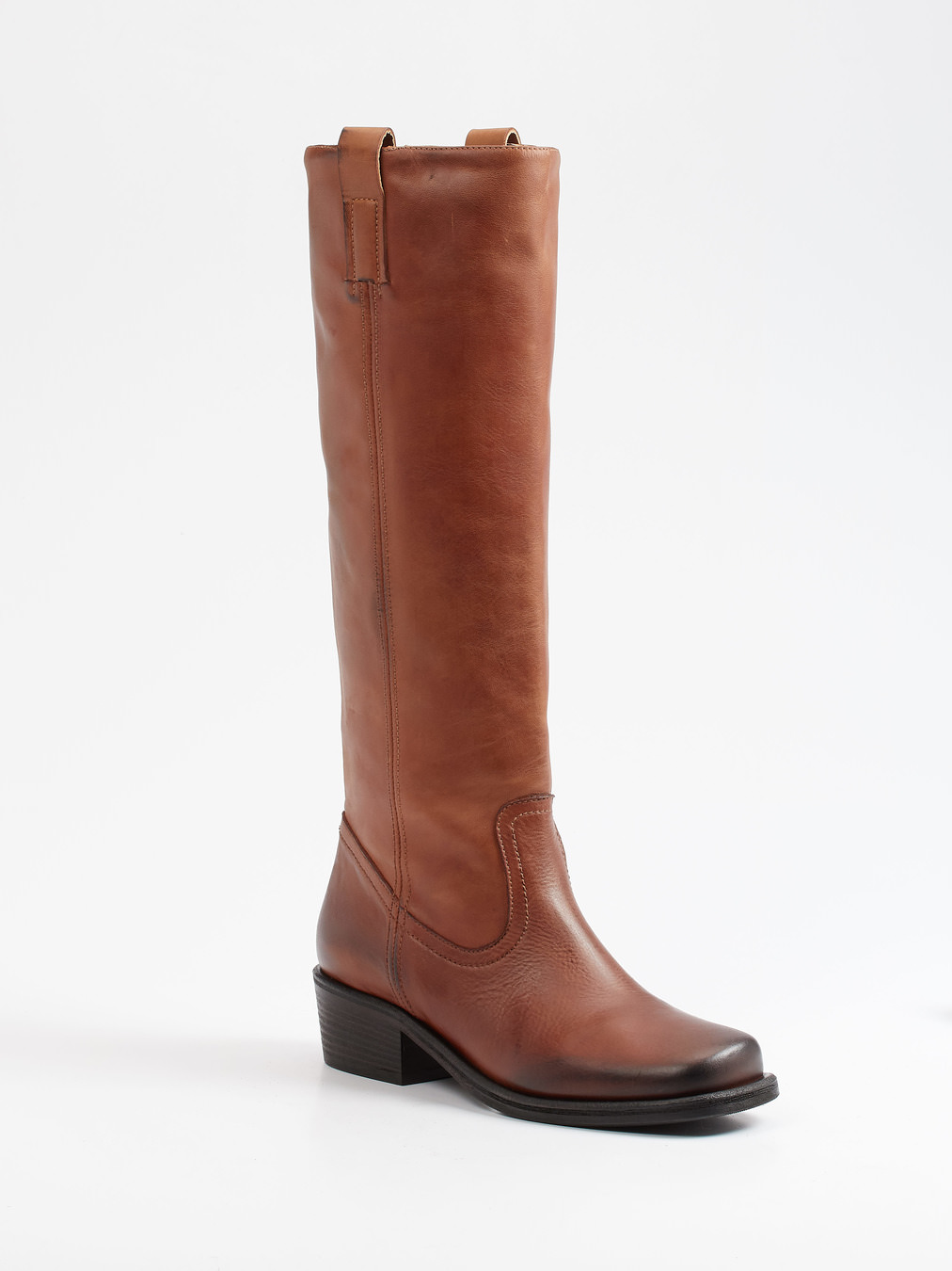 Konstantin Starke – Kniehohe Stiefel aus Kalbleder Cognac