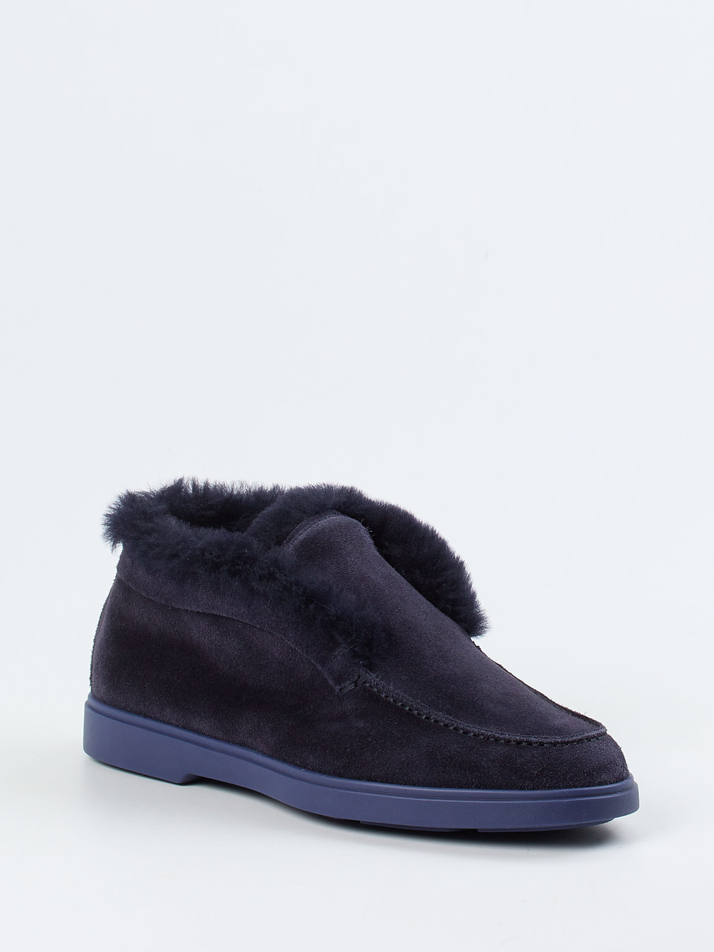 Santoni – Hausschuh aus Veloursleder in Dunkelblau