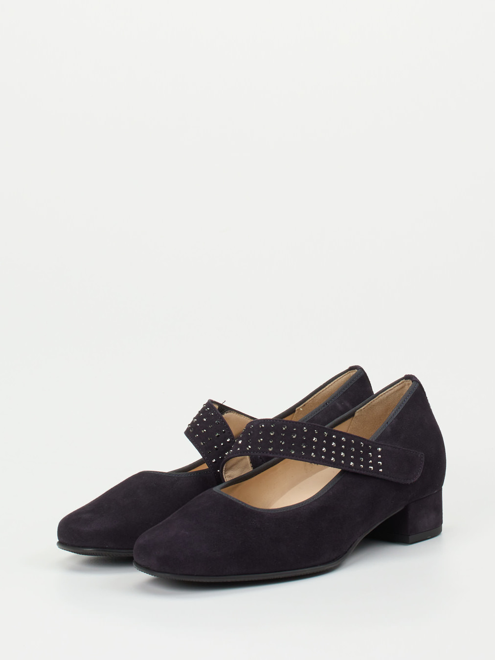 Hassia – Mary Jane Pumps aus Veloursleder Dunkelblau