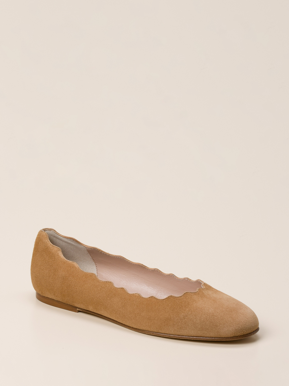 Andrea Puccini – Ballerinas aus Veloursleder sandbeige
