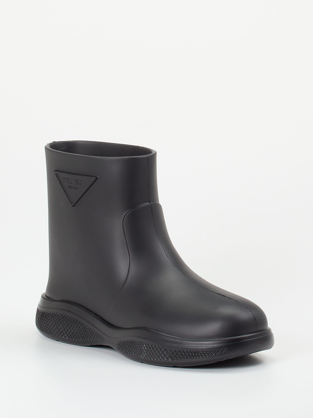 Prada – Gummistiefeletten aus mattem Gummi schwarz