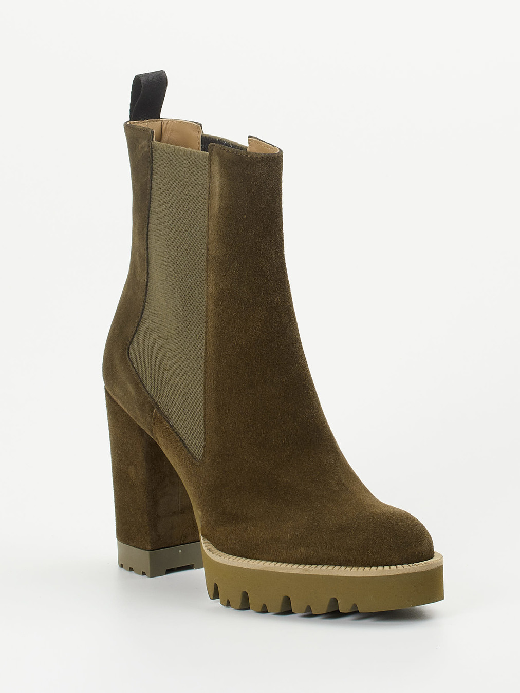 Konstantin Starke – Chelsea Boots aus Veloursleder oliv