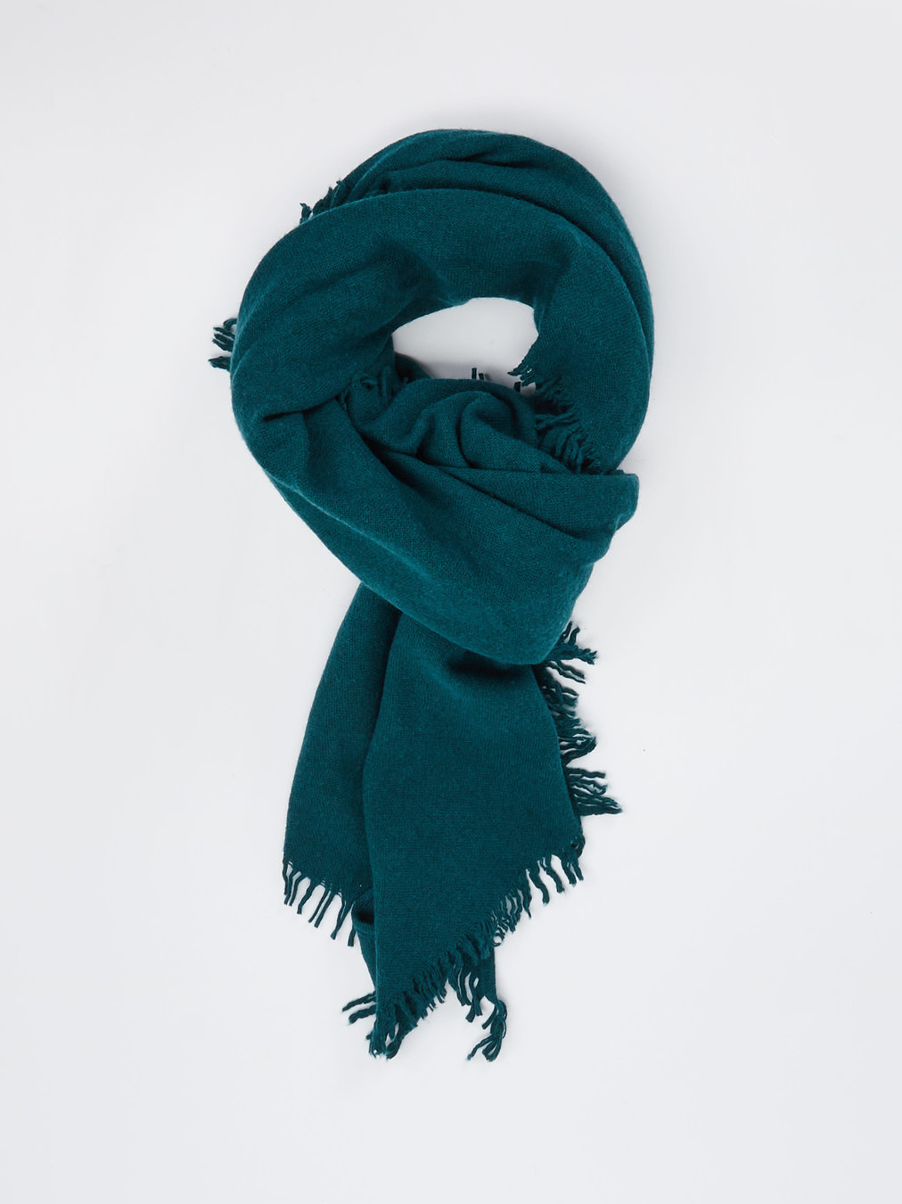 Blui – Fransenschal aus Woll-Kaschmir-Mix Petrol