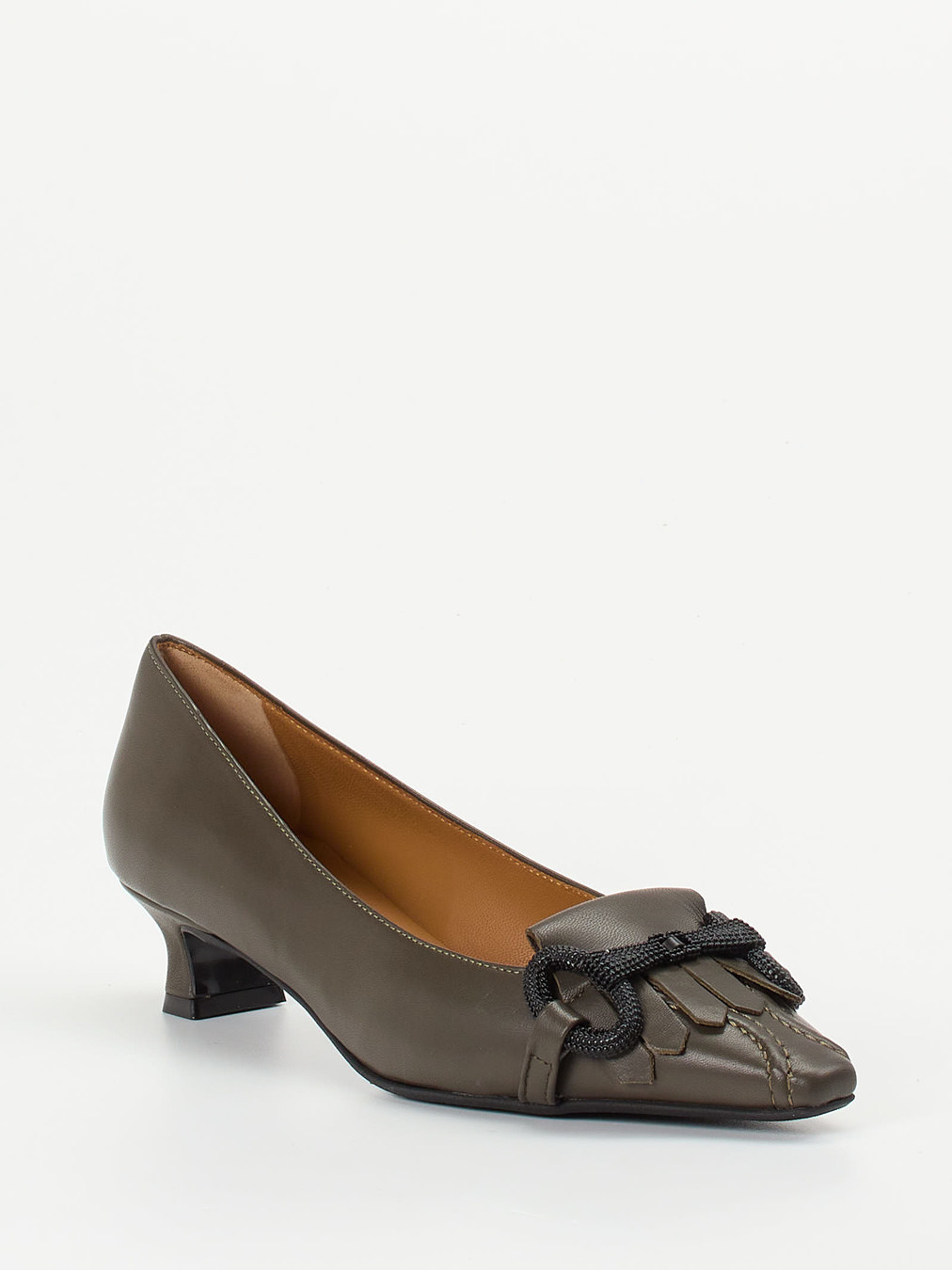 Andrea Puccini – Pumps aus Lammleder in Schlammgrau