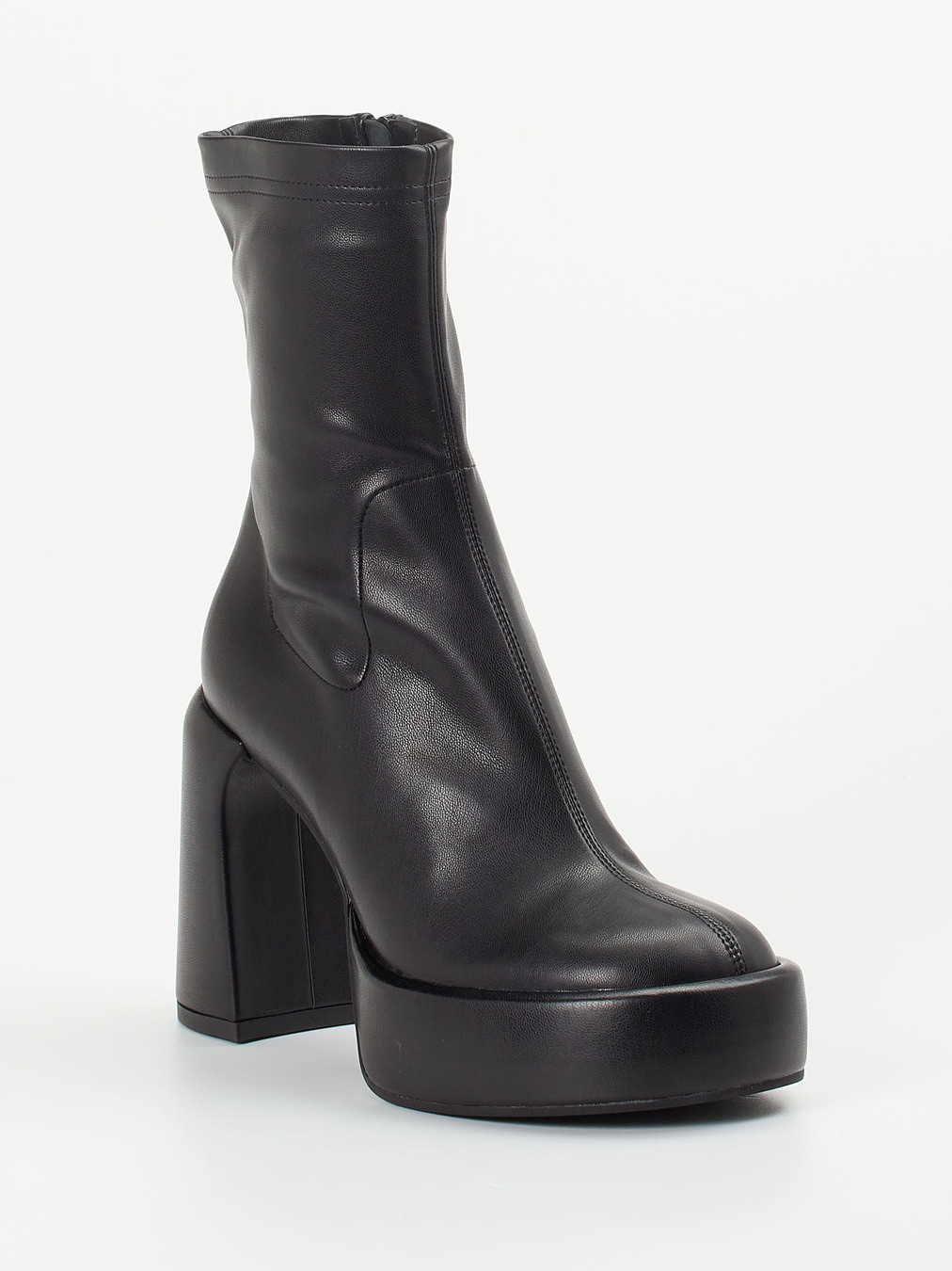 Elena Iachi – Plateau-Stiefeletten aus Stretchleder Schwarz