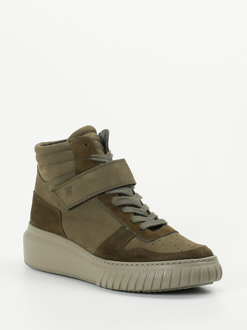 Paul Green – High-Top-Sneaker aus Veloursleder olivgrün