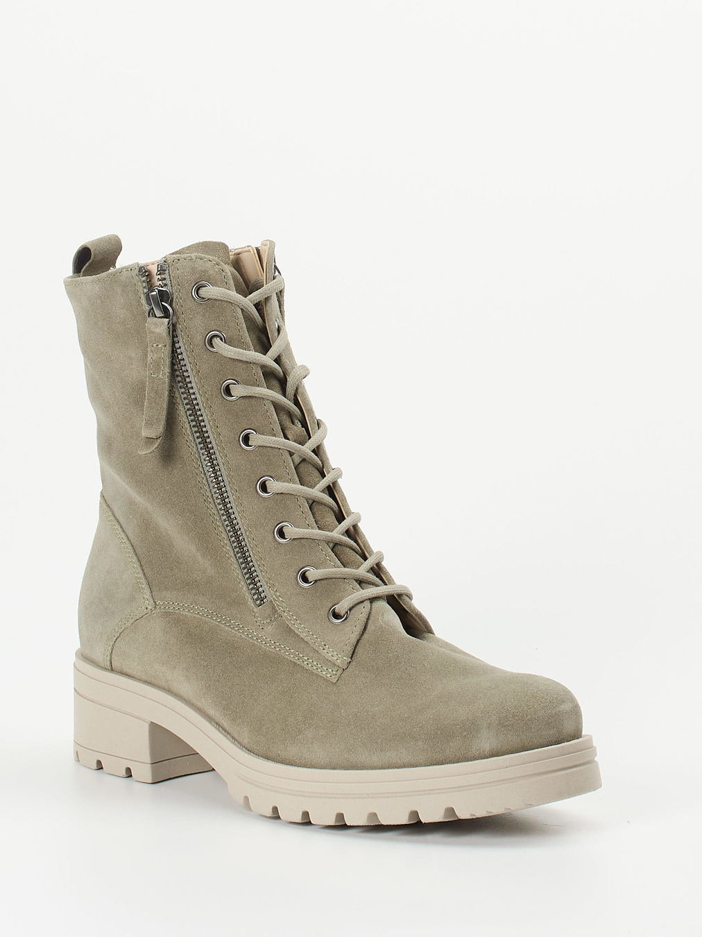 Gabor Comfort – Schnürboots aus Veloursleder Taupe