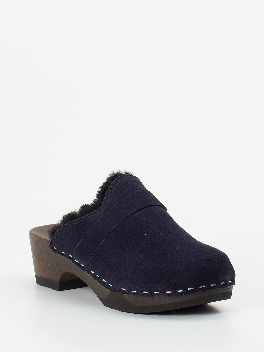 Softclox – Gefütterte Clogs aus Veloursleder Dunkelblau