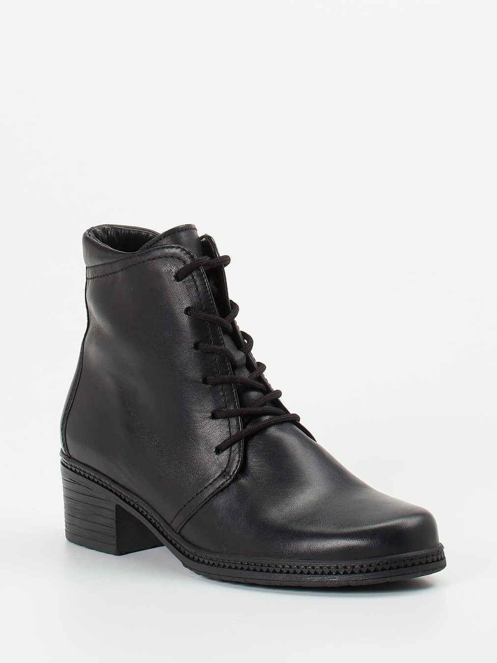 Gabor – Schnürstiefelette aus Kalbleder Schwarz