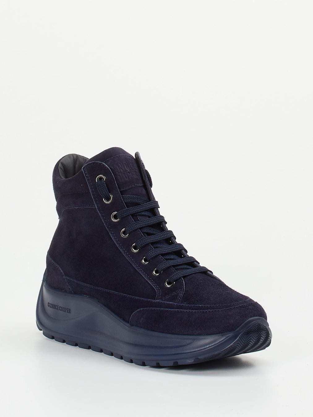 Candice Cooper – High-Top Sneaker aus Veloursleder Dunkelblau