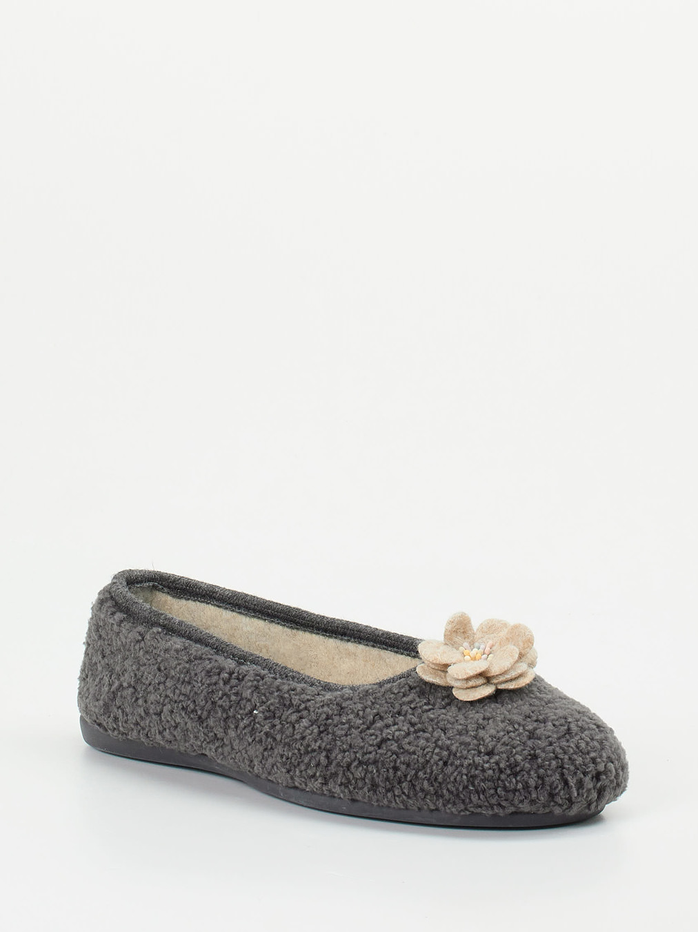 Varomed – Ballerina-Hausschuh aus Textil anthrazit