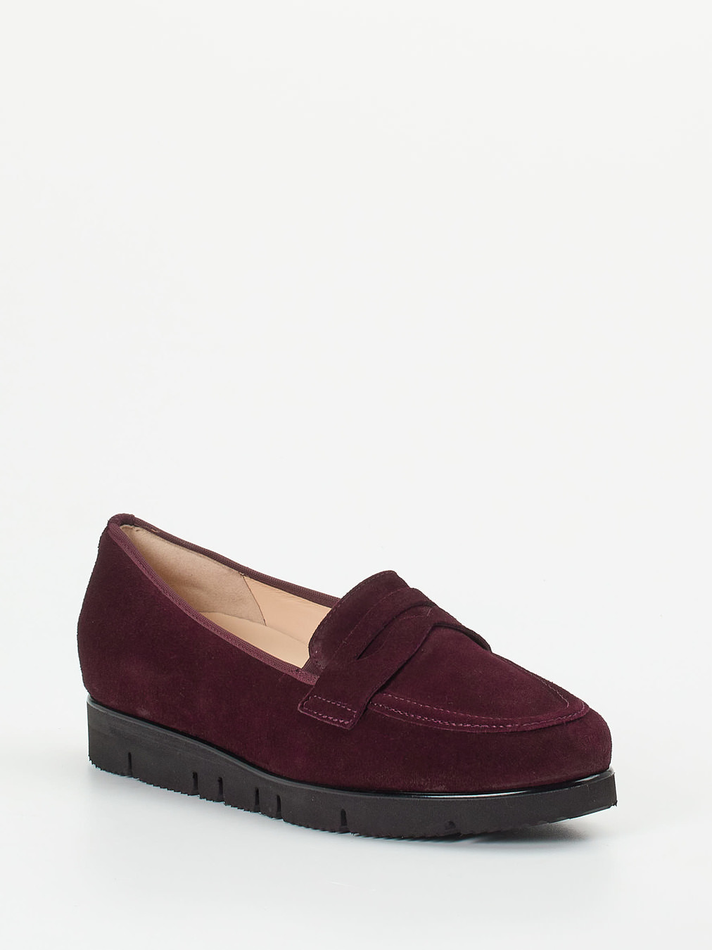 Hassia – Loafer aus Veloursleder in Bordeauxrot