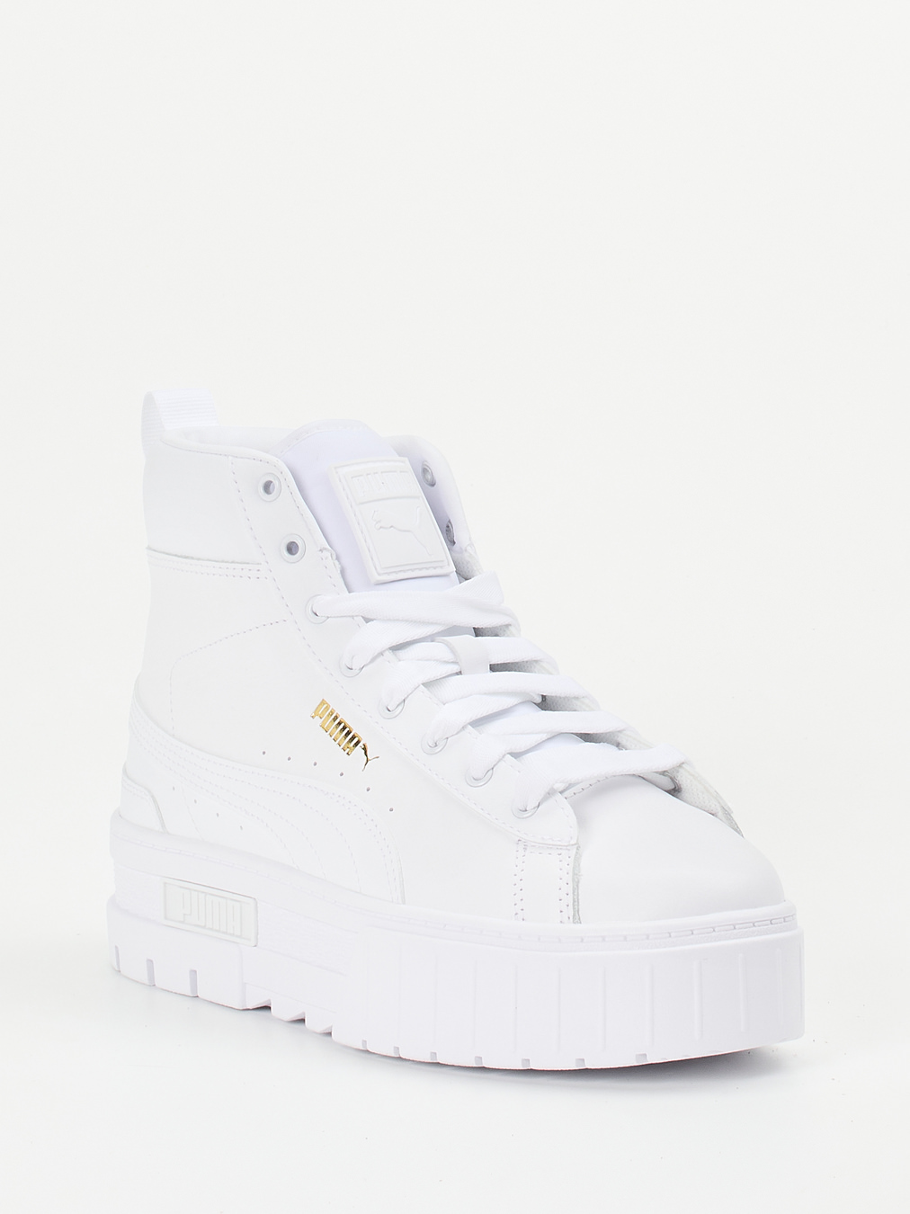 Puma – High-Top-Sneaker aus Leder in Weiß-Gold