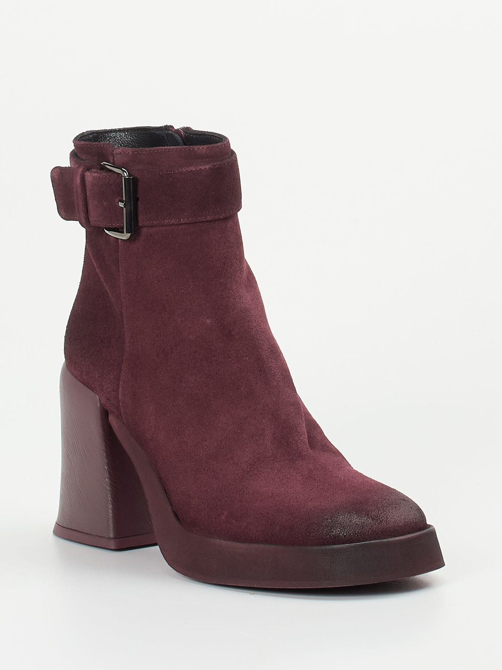 Konstantin Starke – Stiefeletten aus Veloursleder Bordeaux