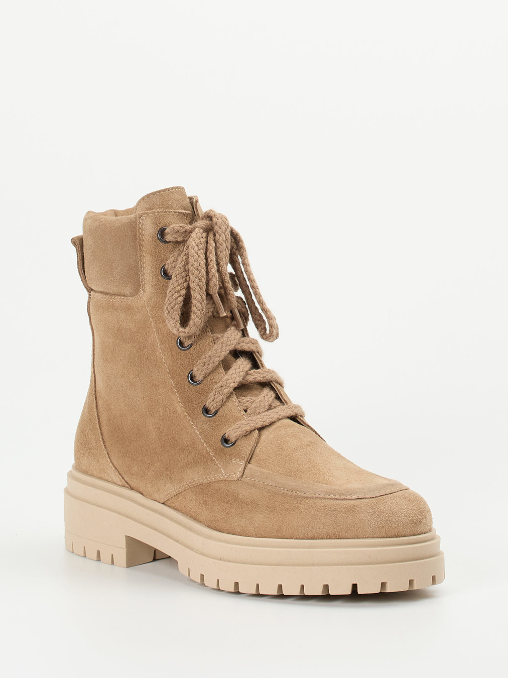 Andrea Puccini – Schnürboots aus Veloursleder in Sandbeige