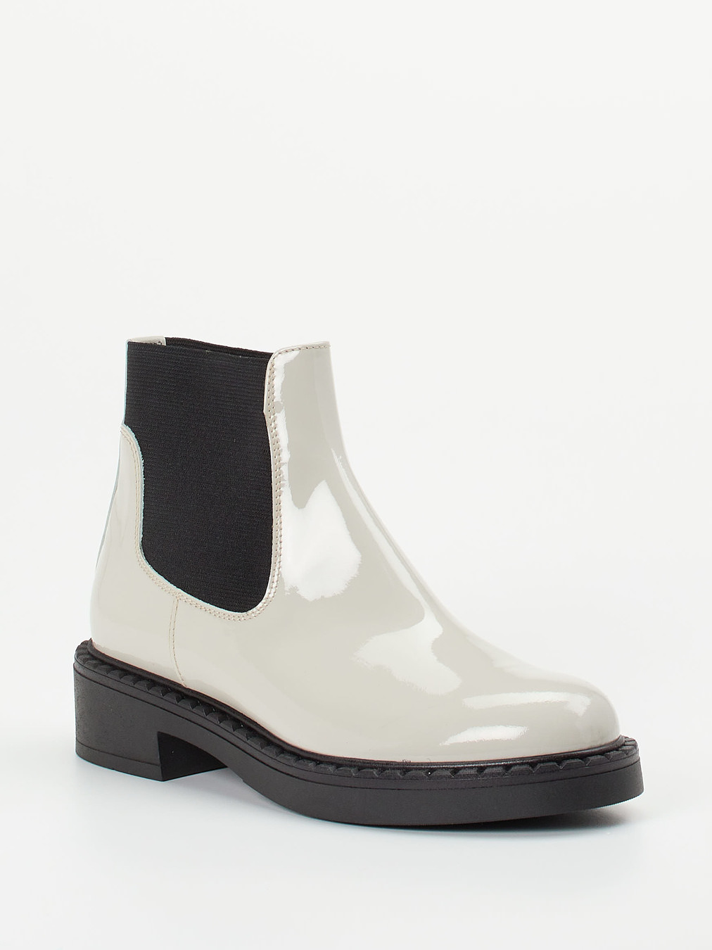 Konstantin Starke – Chelsea Boots aus Lackleder cremegrau