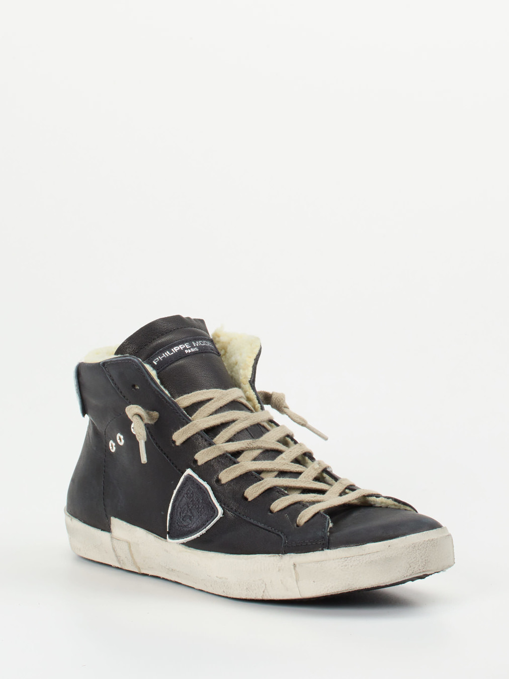 Philippe Model – High-Top-Sneaker aus Veloursleder schwarz