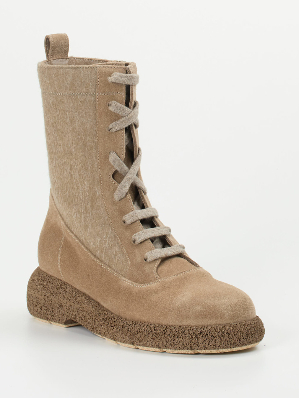Truman's – Schnürboots aus Veloursleder sandbeige