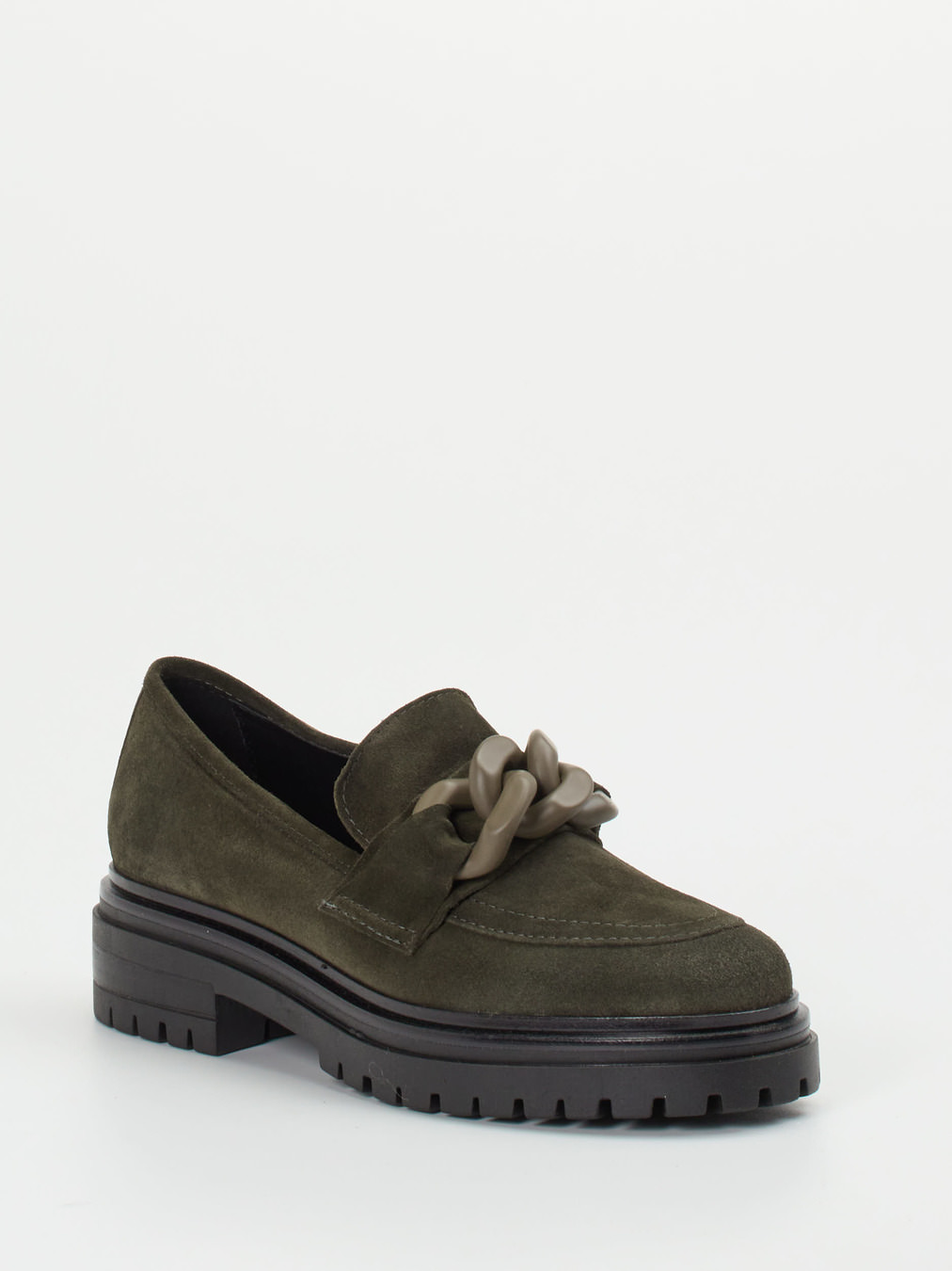 Andrea Puccini – Chunky Loafer aus Veloursleder Olivgrün