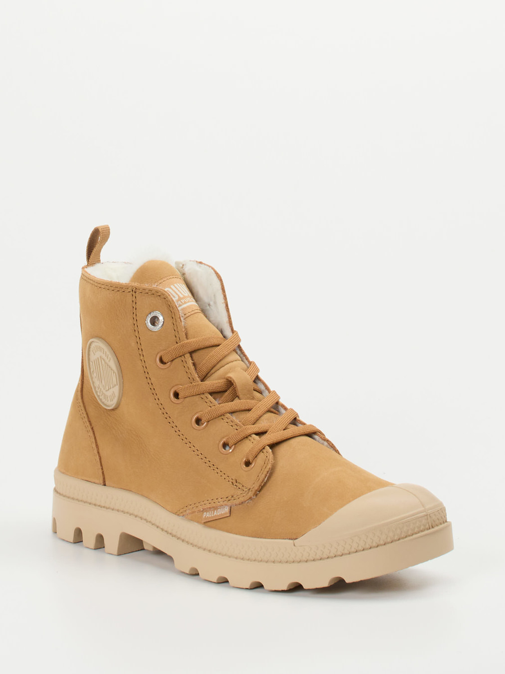 Palladium – Schnürboots aus Nubukleder camelbraun