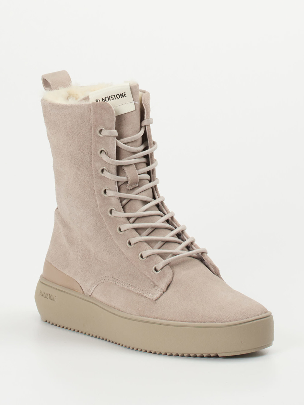 Blackstone – Schnürboots aus Veloursleder taupe