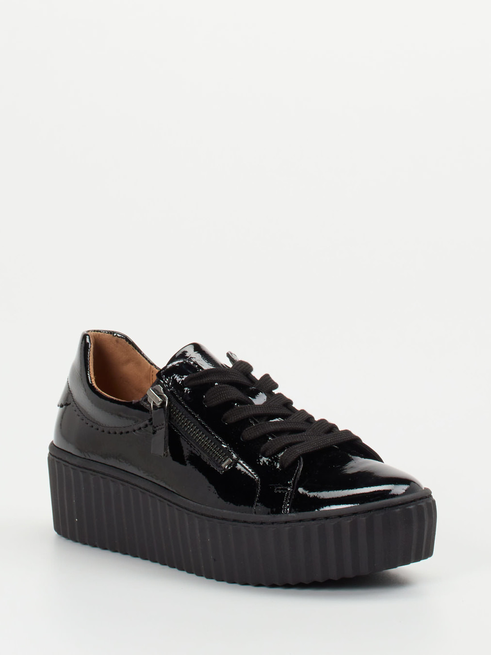 Gabor – Plateau-Sneaker aus Lackleder Schwarz