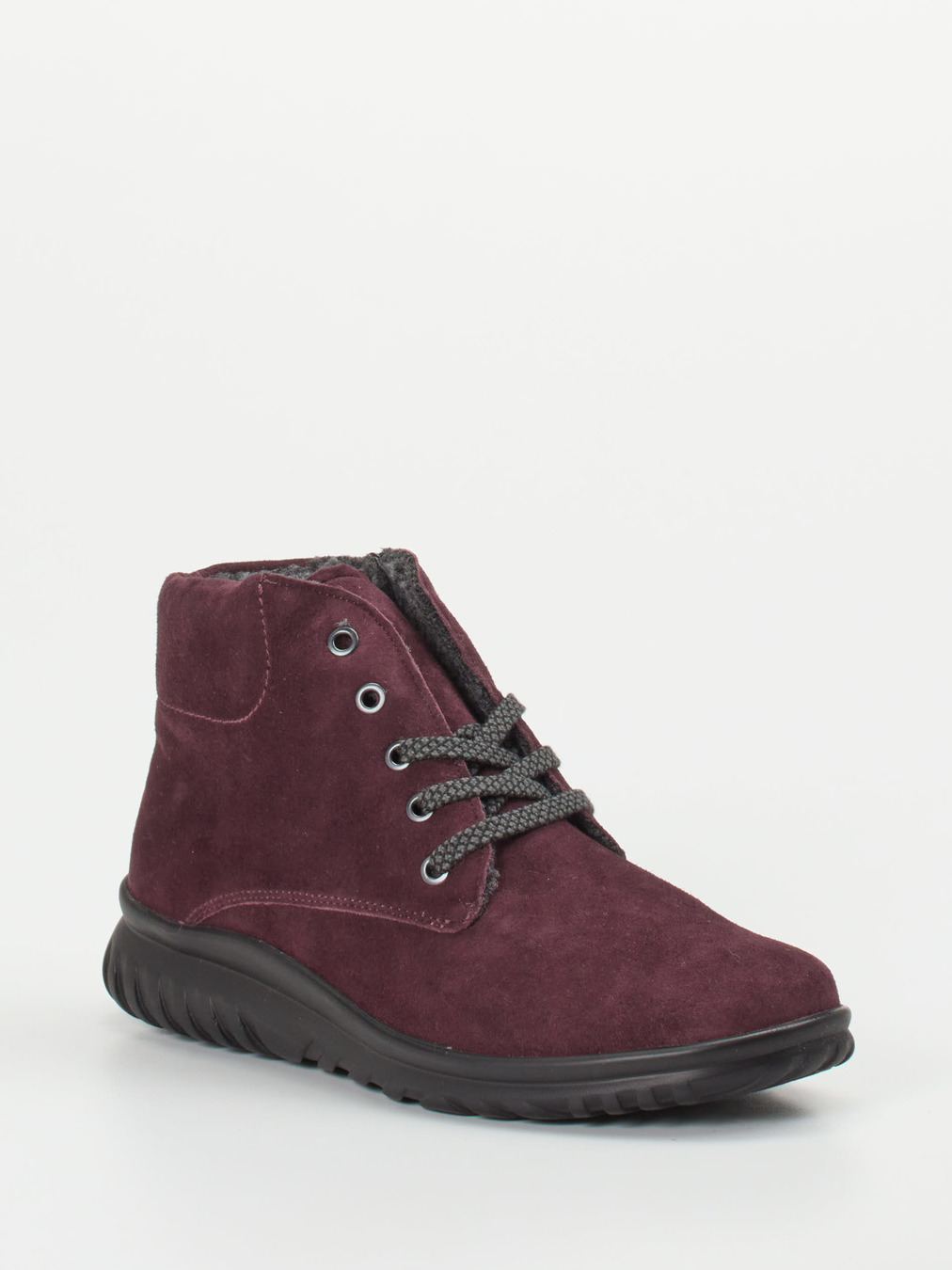 Semler – Schnürboots aus Veloursleder brombeerrot