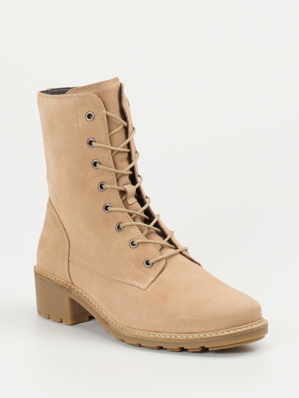 Solidus – Schnürboots aus Veloursleder beige