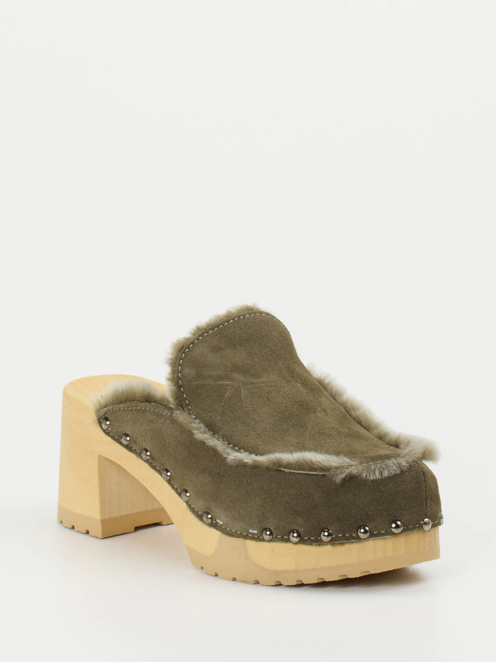 Softclox – Clogs aus Veloursleder olivgrün gefüttert