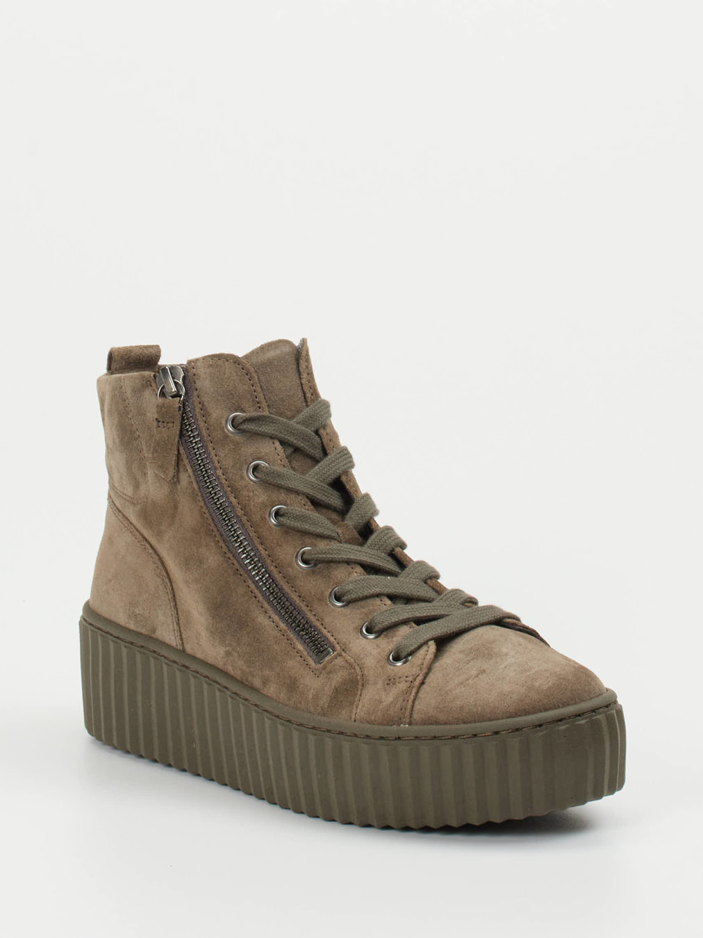 Gabor – High-Top-Sneaker aus Veloursleder Taupe
