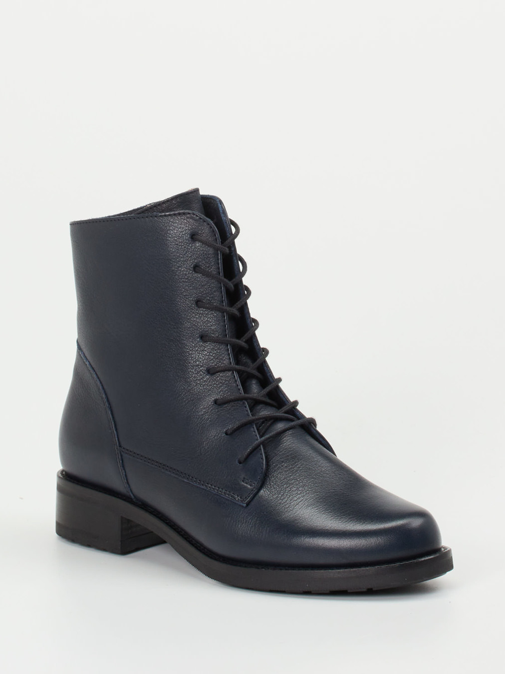 Werner – Schnürstiefelette aus Kalbleder Dunkelblau