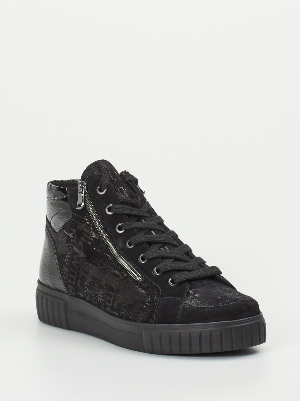 Semler – Schnürstiefelette aus geprägtem Leder Schwarz