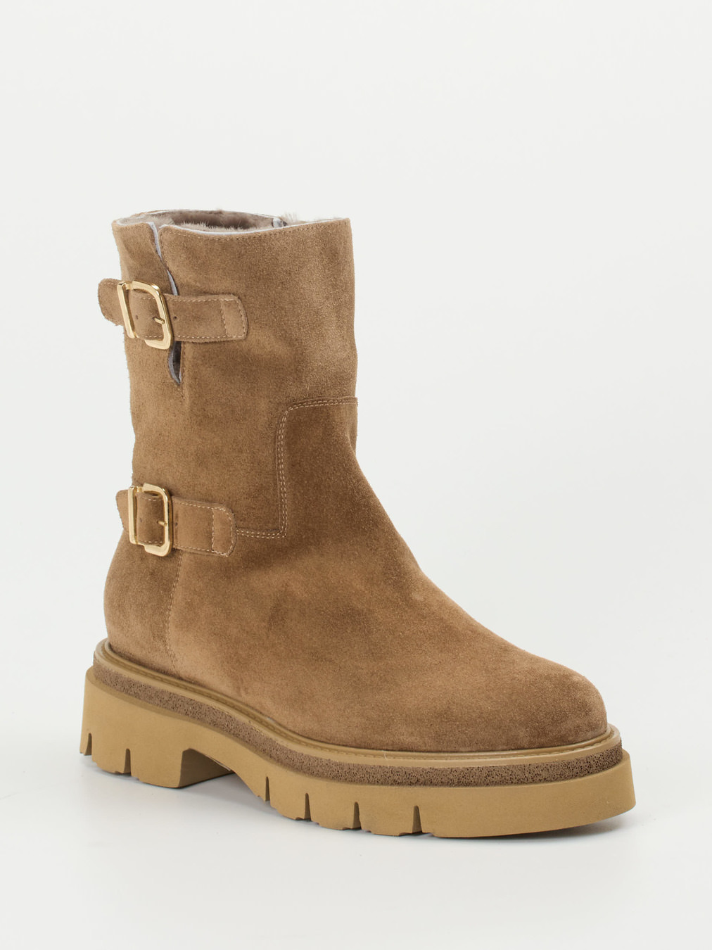 Mannori – Stiefeletten aus Veloursleder Karamellbraun
